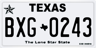 TX license plate BXG0243