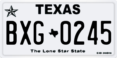 TX license plate BXG0245