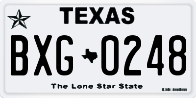 TX license plate BXG0248