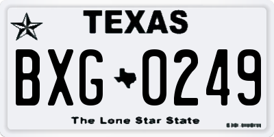 TX license plate BXG0249