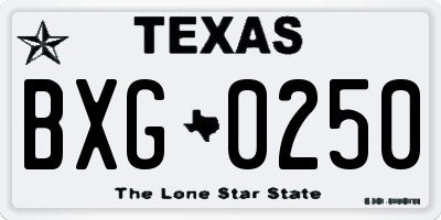 TX license plate BXG0250
