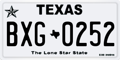 TX license plate BXG0252