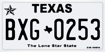 TX license plate BXG0253
