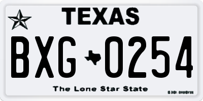 TX license plate BXG0254