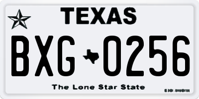 TX license plate BXG0256