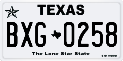 TX license plate BXG0258