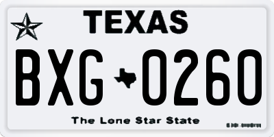 TX license plate BXG0260