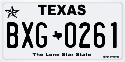 TX license plate BXG0261