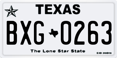 TX license plate BXG0263