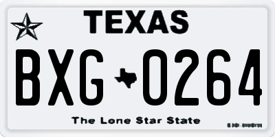 TX license plate BXG0264
