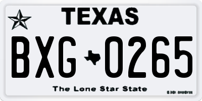 TX license plate BXG0265