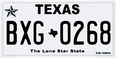 TX license plate BXG0268
