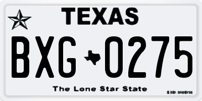 TX license plate BXG0275