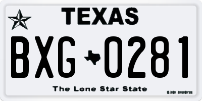 TX license plate BXG0281