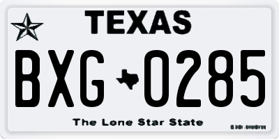 TX license plate BXG0285