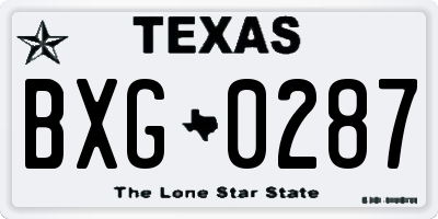 TX license plate BXG0287
