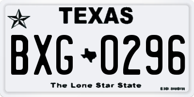 TX license plate BXG0296