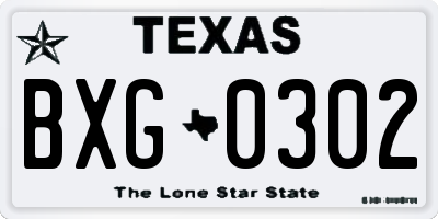 TX license plate BXG0302