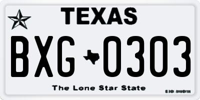 TX license plate BXG0303