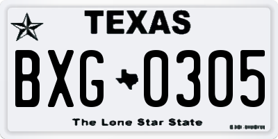 TX license plate BXG0305