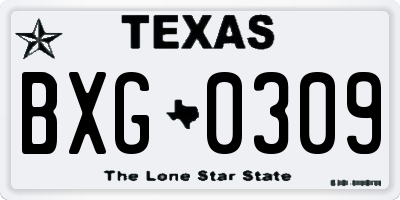 TX license plate BXG0309