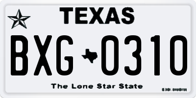 TX license plate BXG0310
