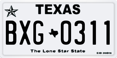 TX license plate BXG0311