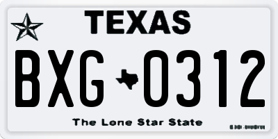 TX license plate BXG0312