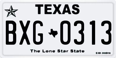 TX license plate BXG0313