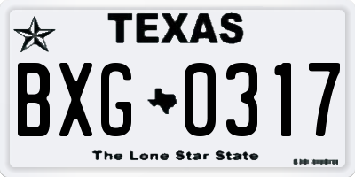 TX license plate BXG0317