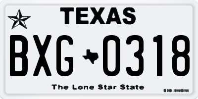 TX license plate BXG0318