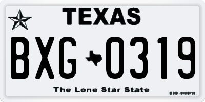 TX license plate BXG0319