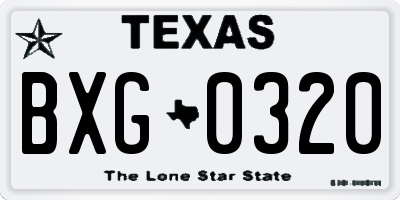 TX license plate BXG0320