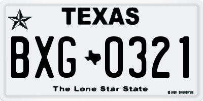 TX license plate BXG0321