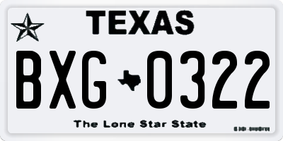 TX license plate BXG0322