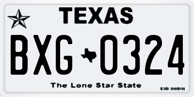 TX license plate BXG0324