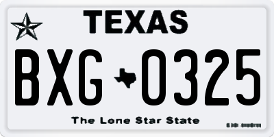 TX license plate BXG0325