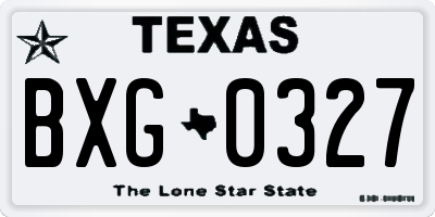 TX license plate BXG0327