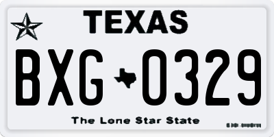 TX license plate BXG0329