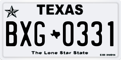 TX license plate BXG0331