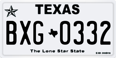 TX license plate BXG0332