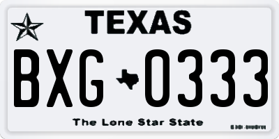 TX license plate BXG0333