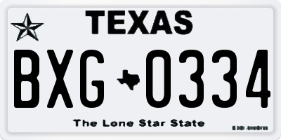TX license plate BXG0334