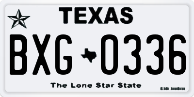TX license plate BXG0336