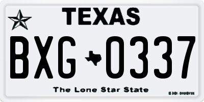 TX license plate BXG0337