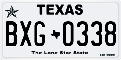 TX license plate BXG0338