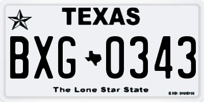 TX license plate BXG0343