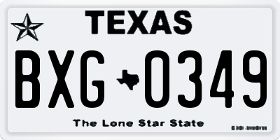 TX license plate BXG0349