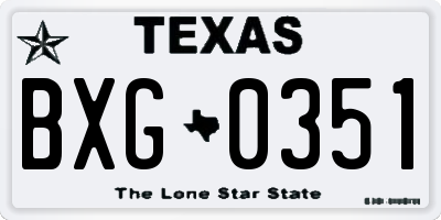 TX license plate BXG0351
