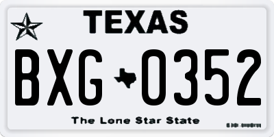 TX license plate BXG0352